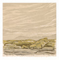 Yellow rocks with floating mountain