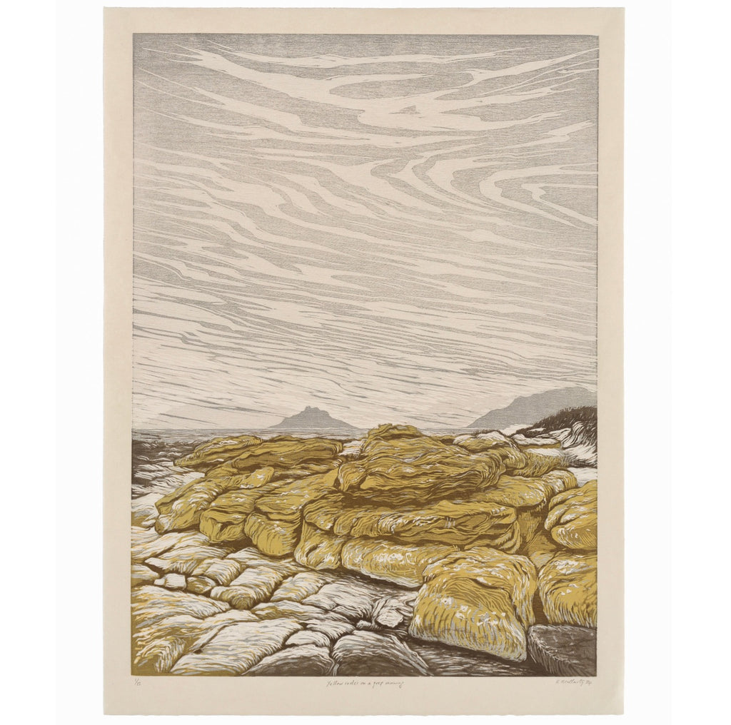 Yellow rocks on a grey morning